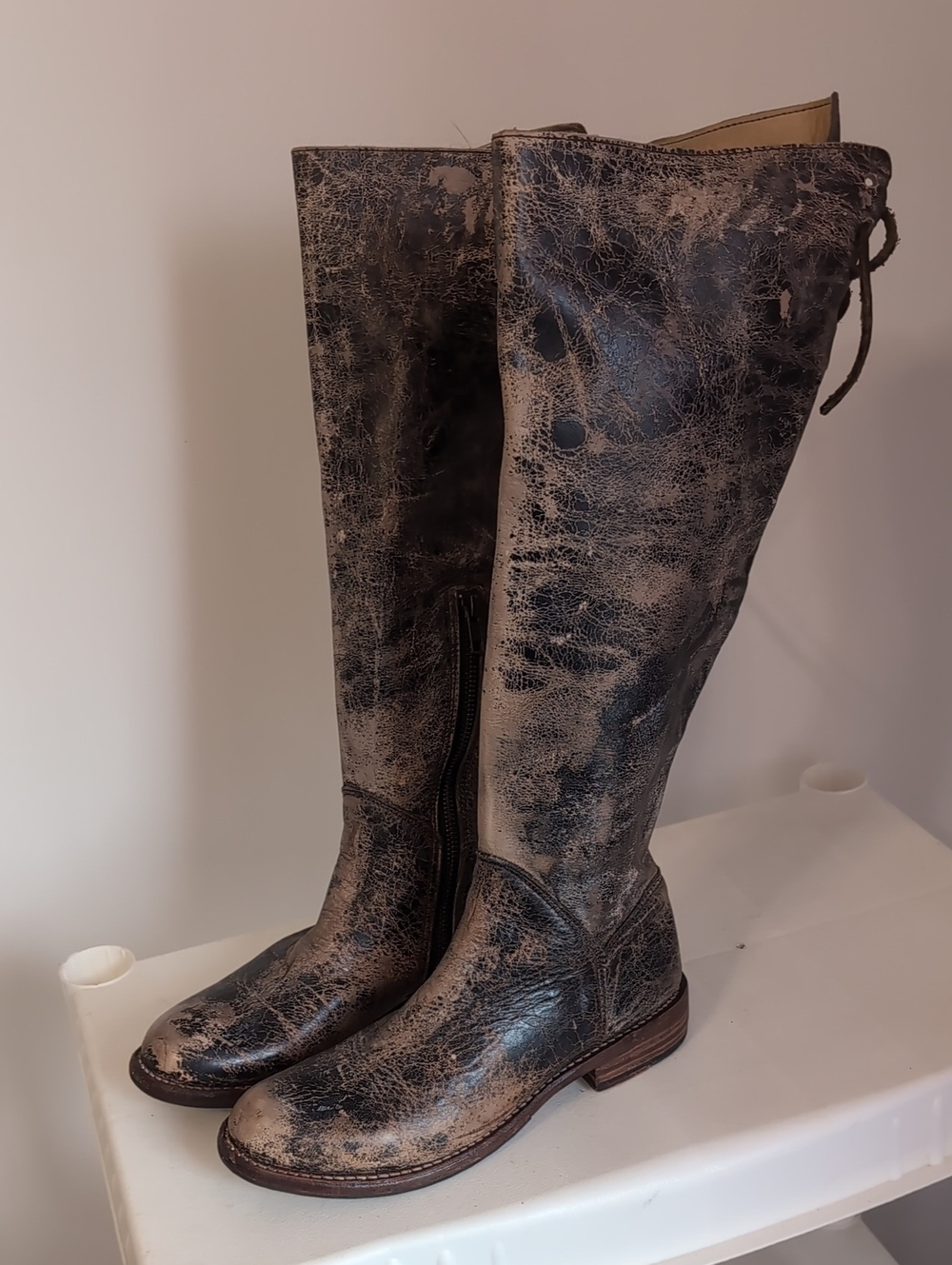 Bed Stu Manchester Distressed Knee High Leather Riding Boot Size 7.5